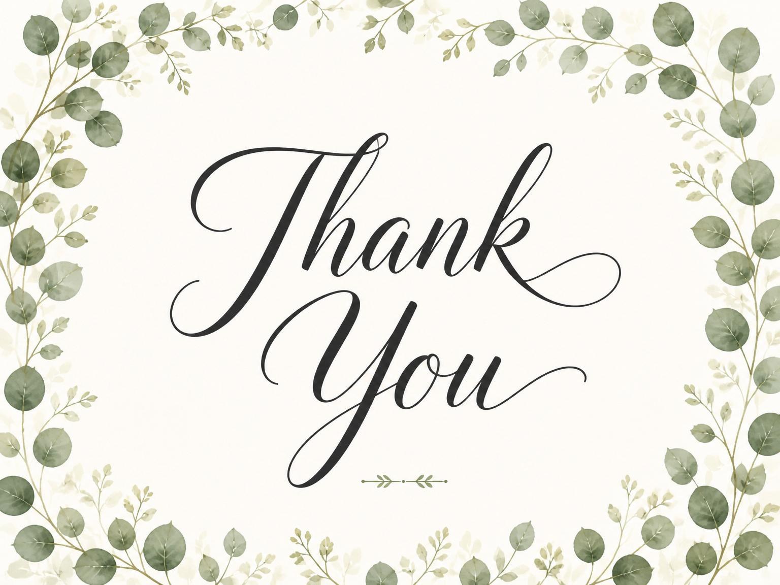 The matching thank-you card for the Watercolor Eucalyptus Bridal Shower Invitation invitation