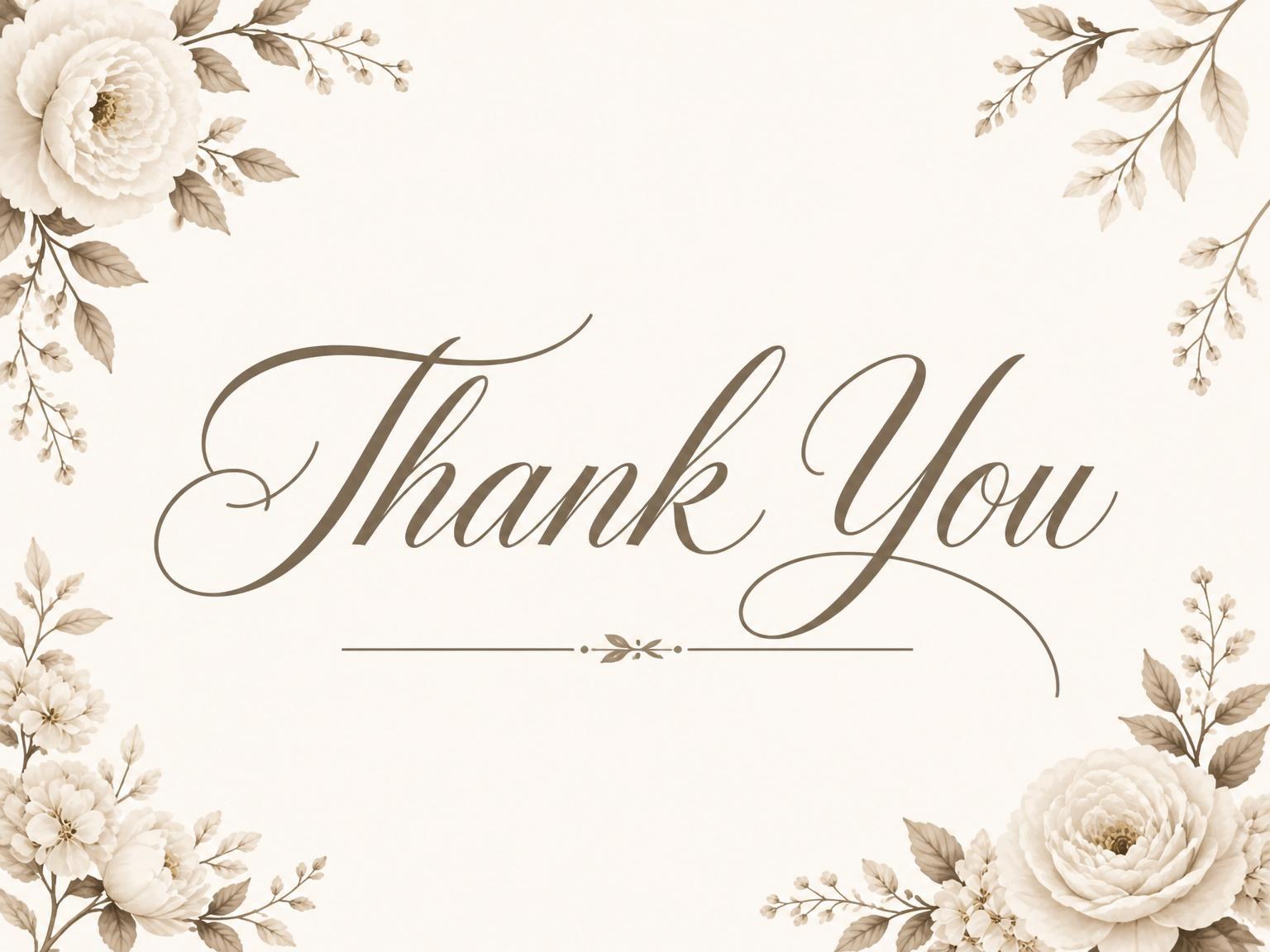 The matching thank-you card for the Sepia Floral Bridal Shower Invitation invitation