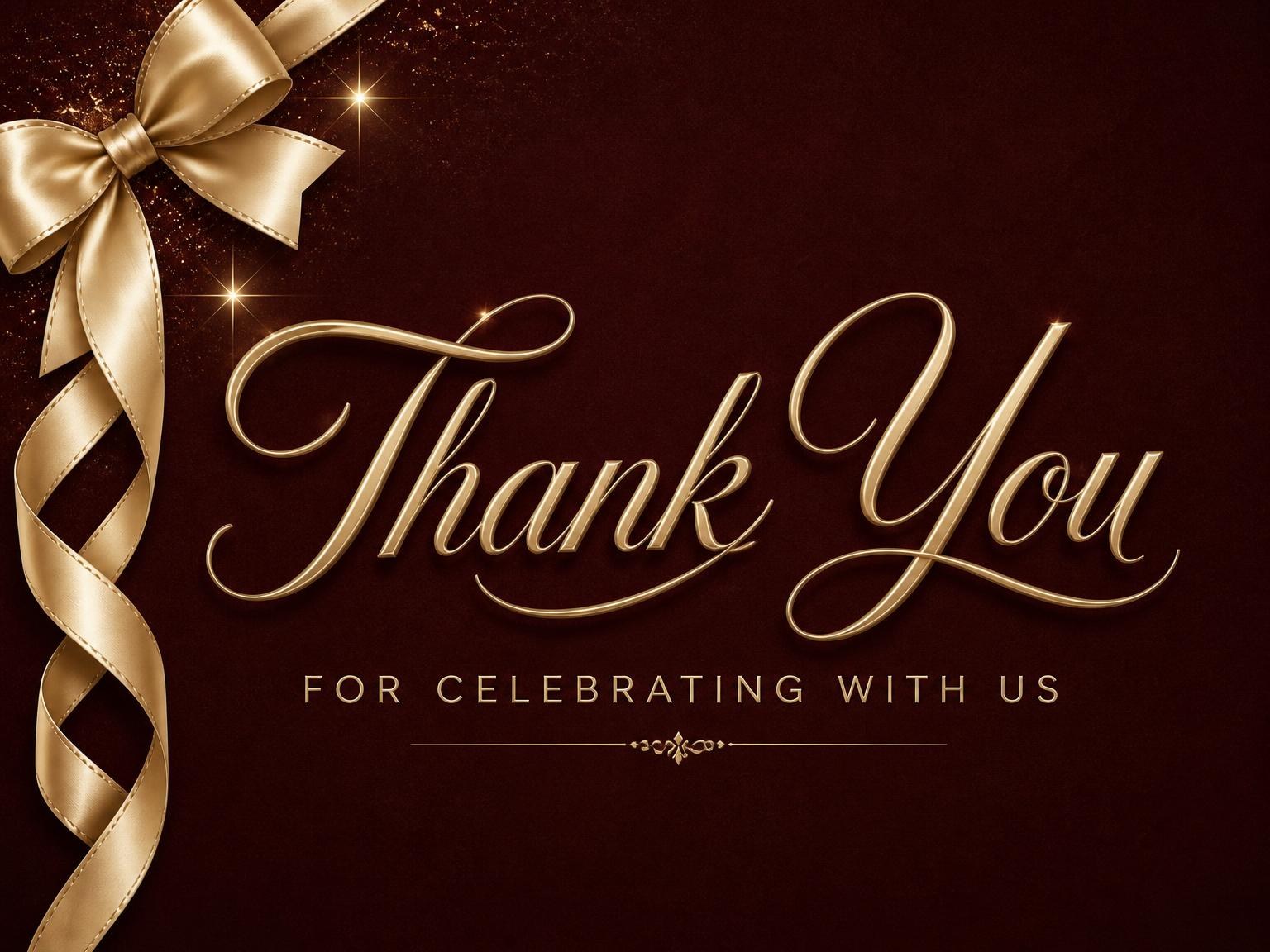 The matching thank-you card for the Burgundy Gold Ribbon 50th Birthday invitation