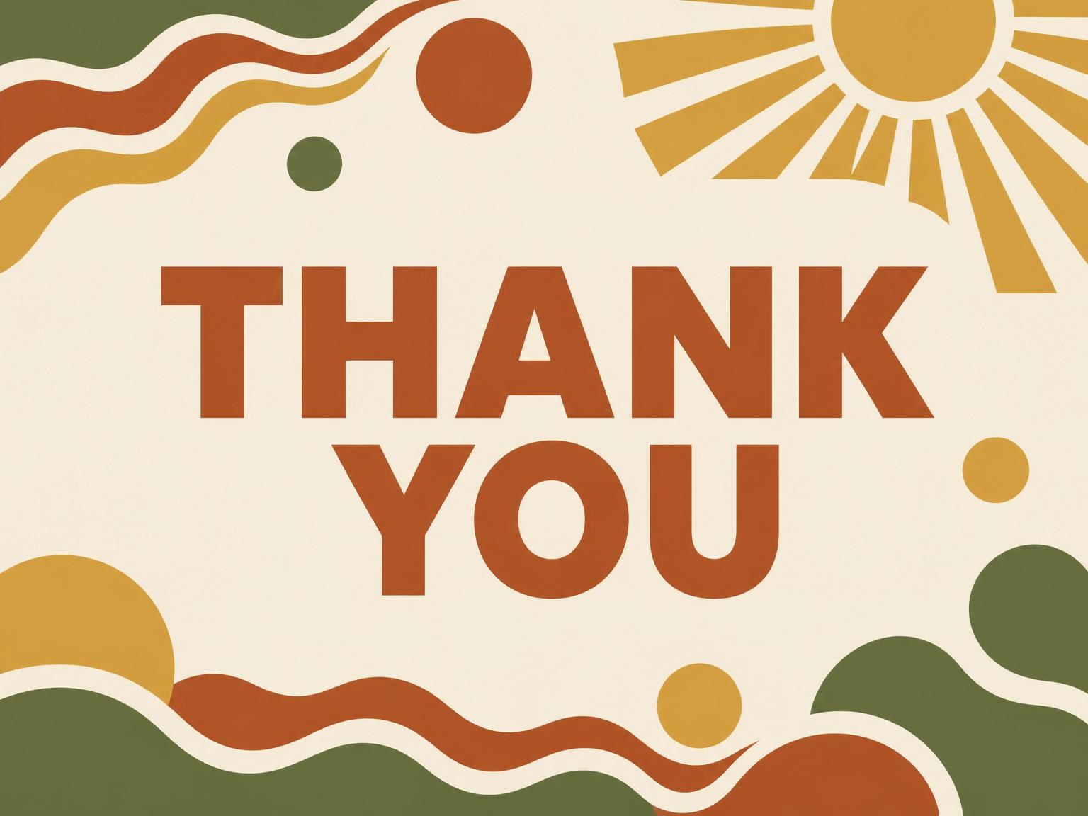The matching thank-you card for the Retro Earth Tone 60th Birthday invitation