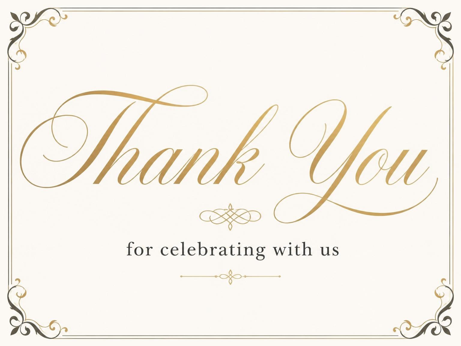 The matching thank-you card for the Gold Filigree Cream Bridal Shower invitation