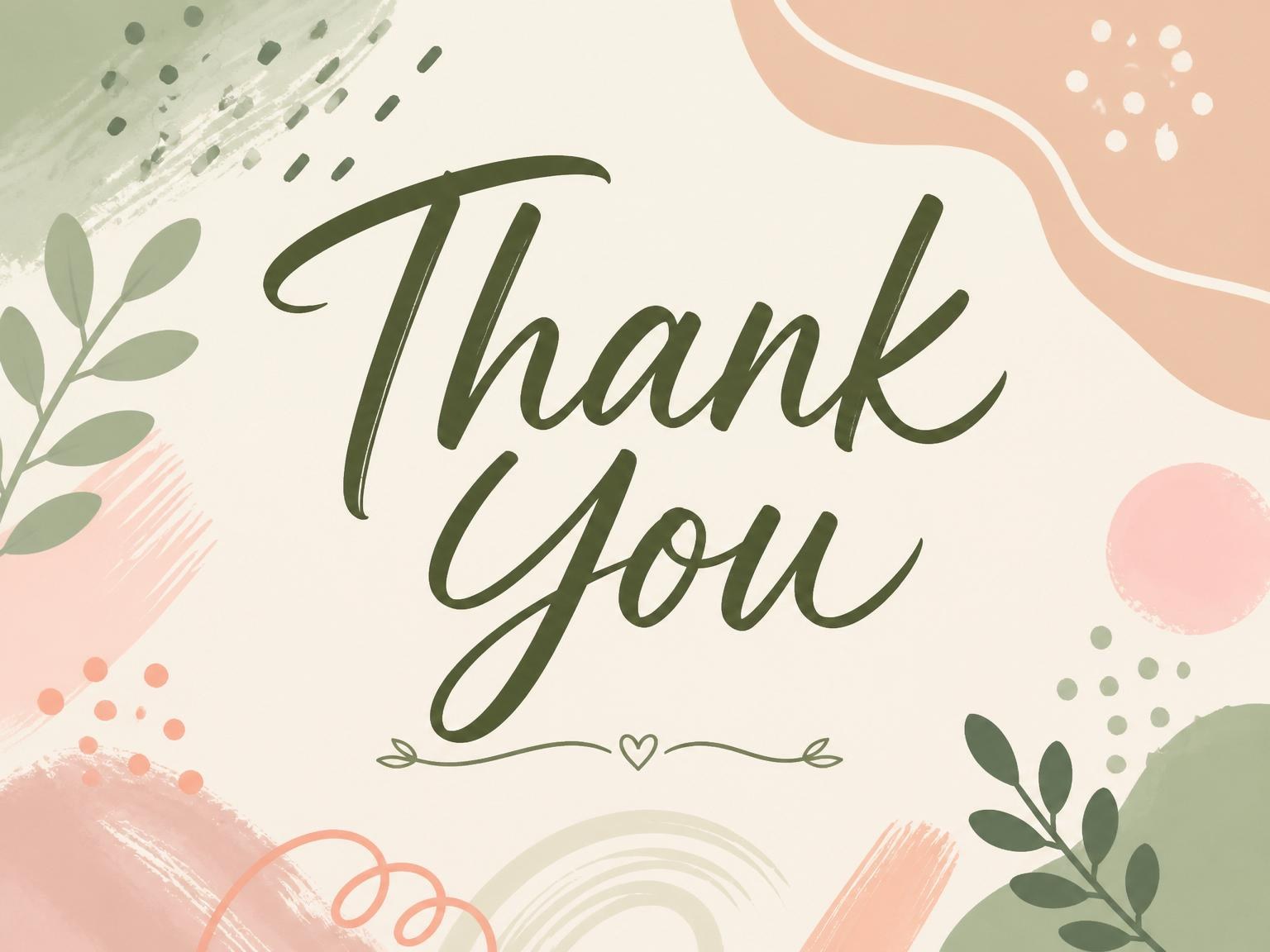 The matching thank-you card for the Sage and Peach Abstract 55th Birthday invitation