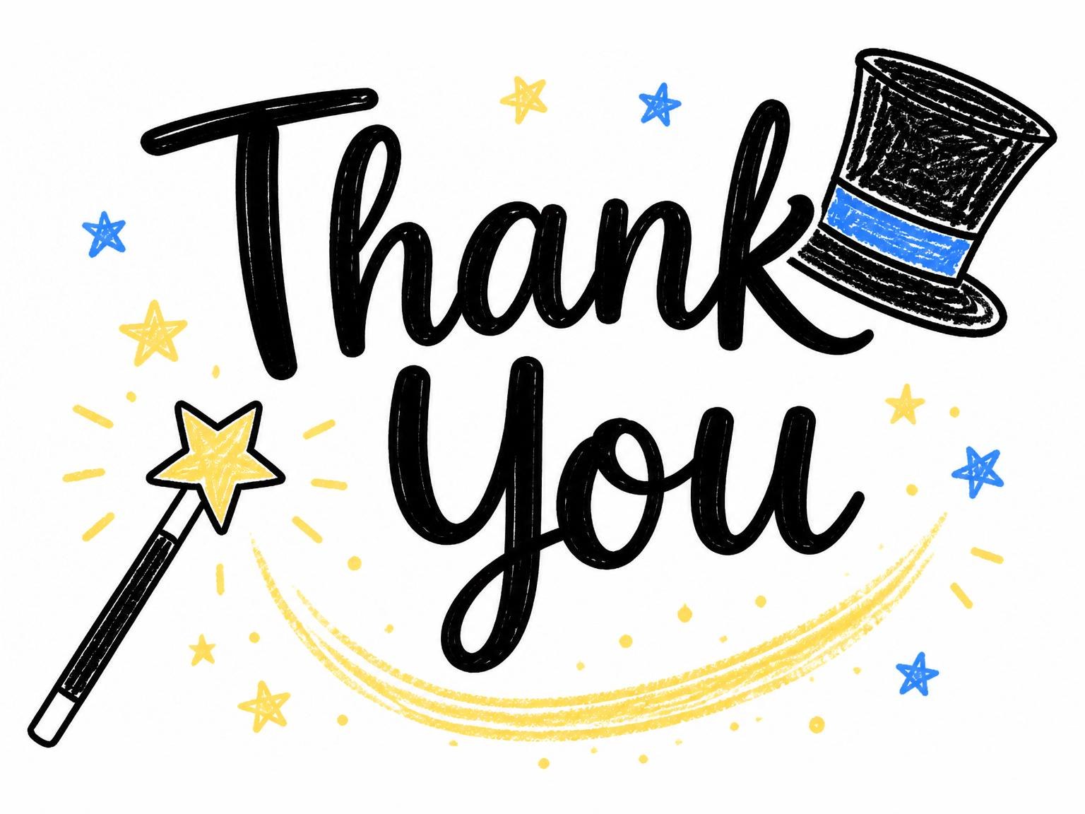 The matching thank-you card for the Blue Crayon Illustration 5th Birthday invitation