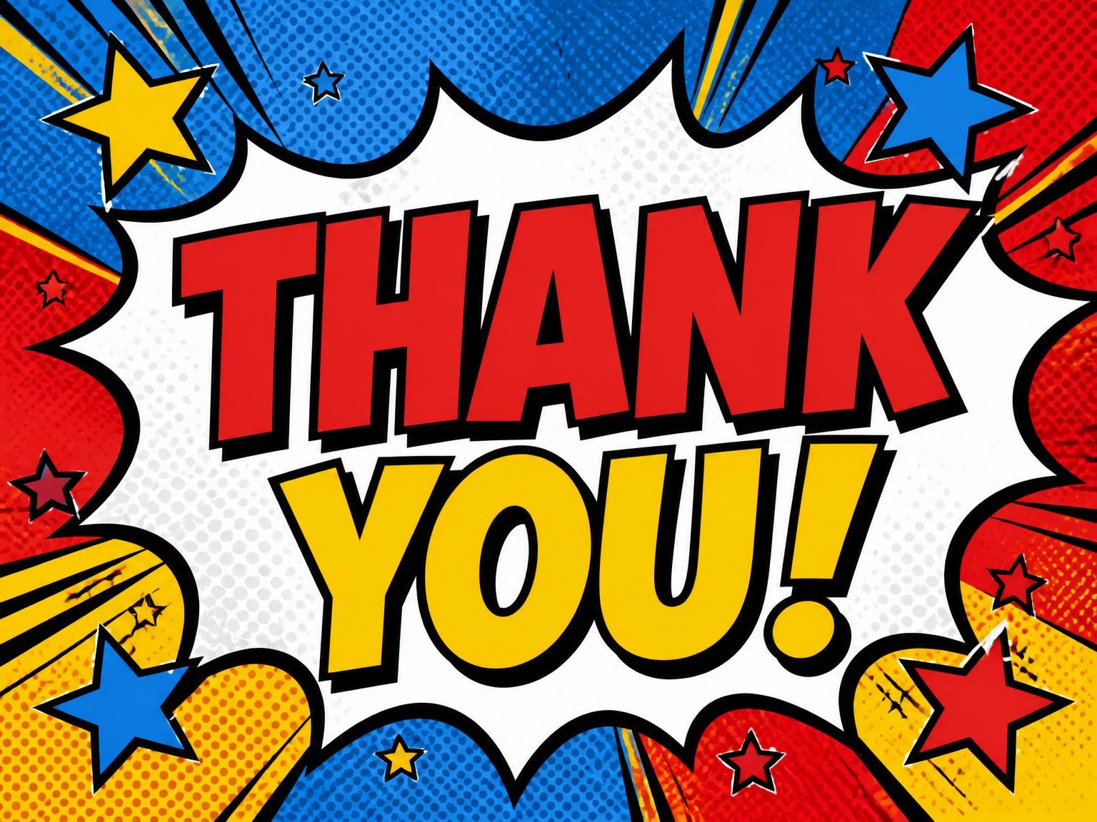 The matching thank-you card for the Red Yellow Pop Art Stork Baby Shower invitation
