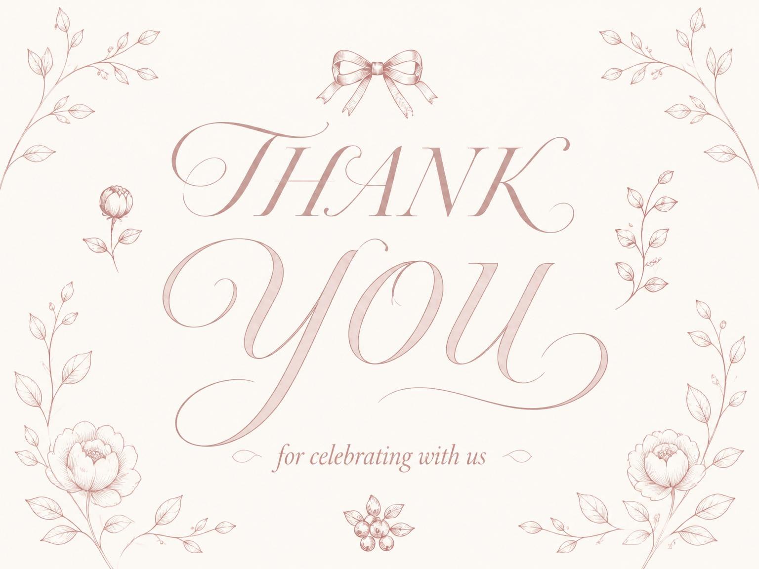 The matching thank-you card for the Rosy Vintage Stroller Baby Shower invitation