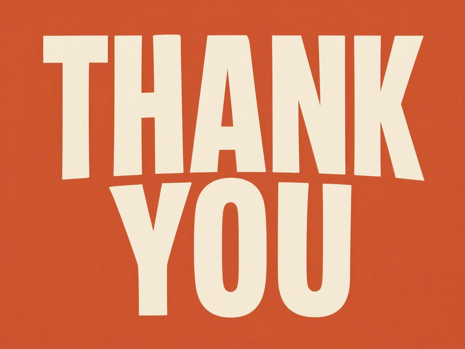 The matching thank-you card for the Burnt Orange 70s Typography Milestone invitation