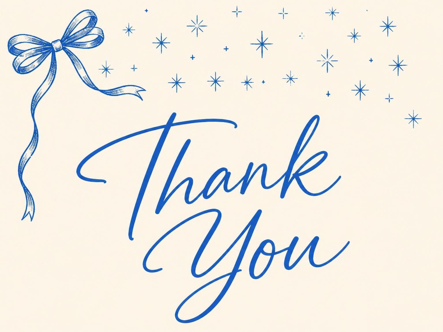 The matching thank-you card for the Blue Ribbon Star Sweet Sixteen Birthday invitation