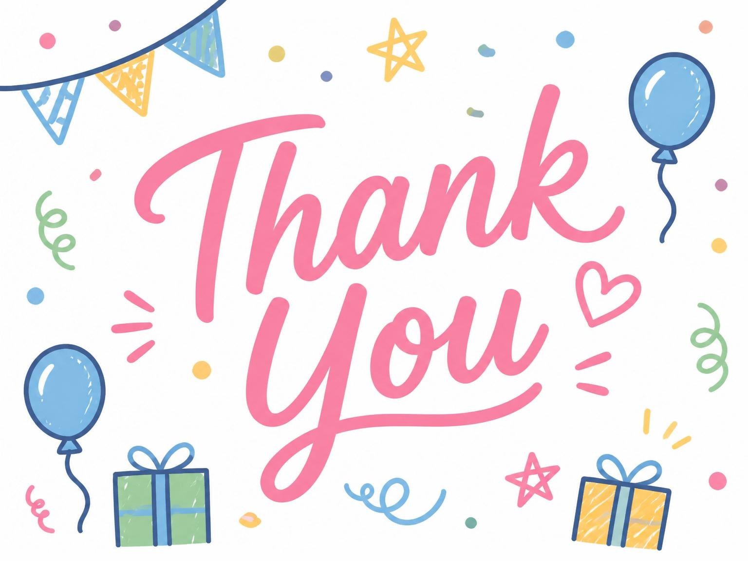 The matching thank-you card for the Pastel Hand-Drawn Icon 2nd Birthday Invitation invitation