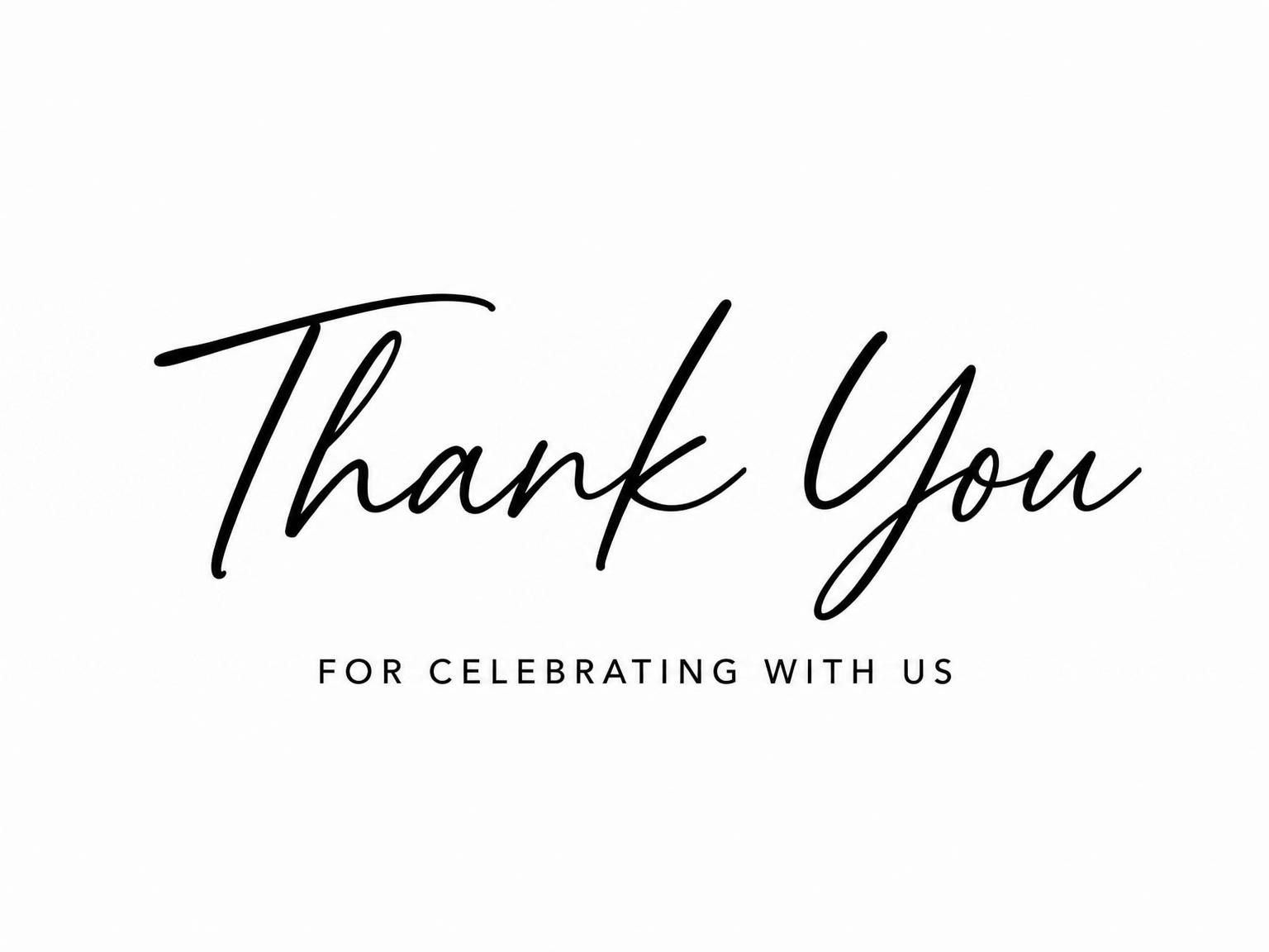 The matching thank-you card for the Black Script Minimalist Birthday Invitation invitation