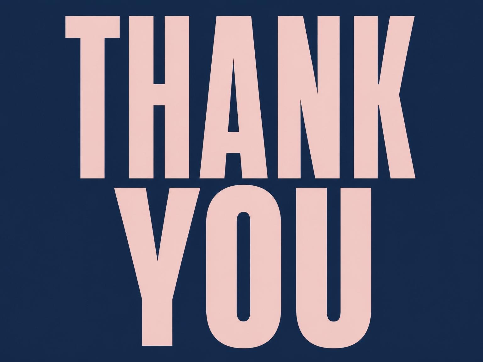 The matching thank-you card for the Navy and Blush Typography Birthday invitation