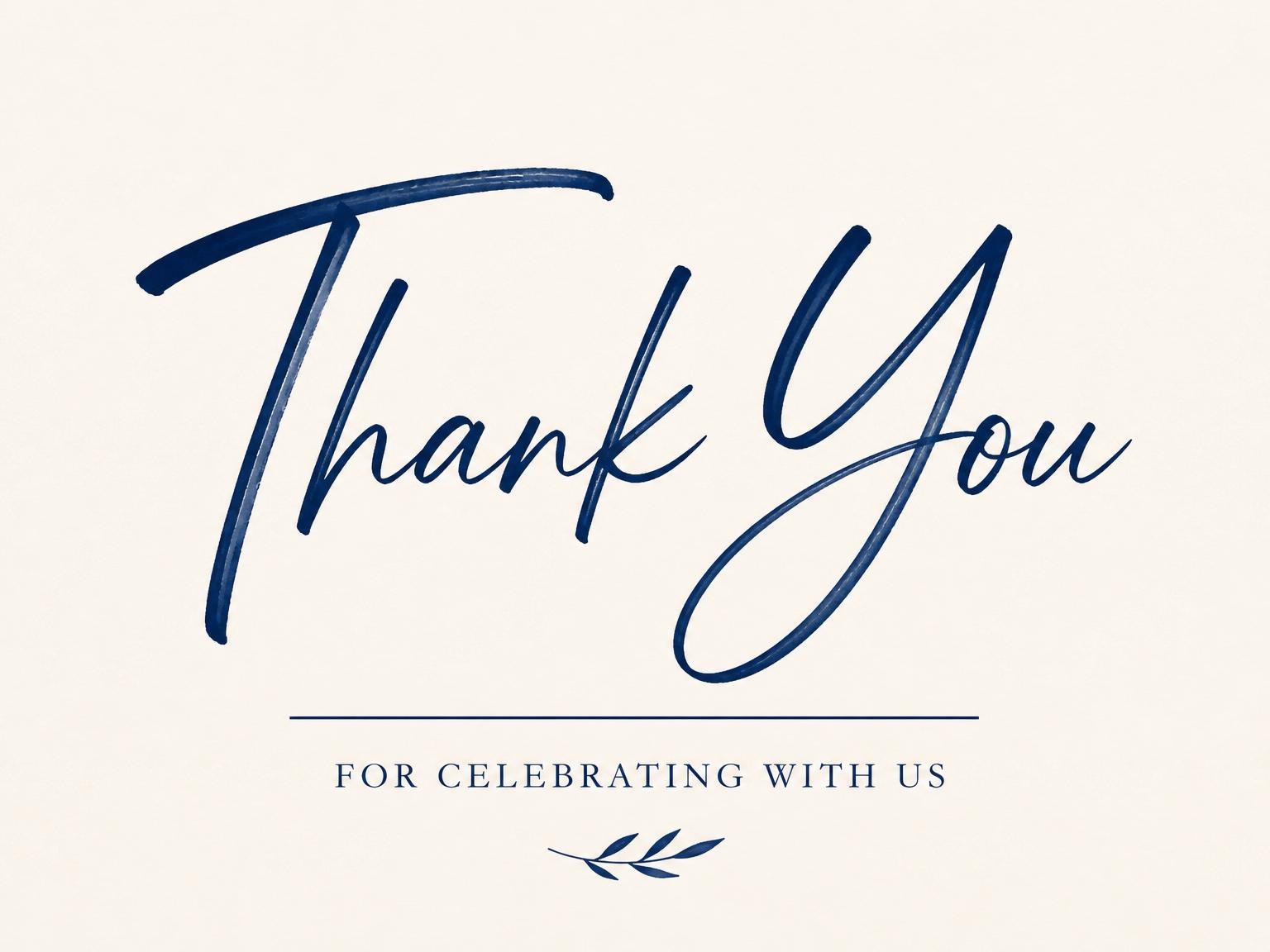 The matching thank-you card for the Indigo Brush-Lettered 75th Birthday Invitation invitation
