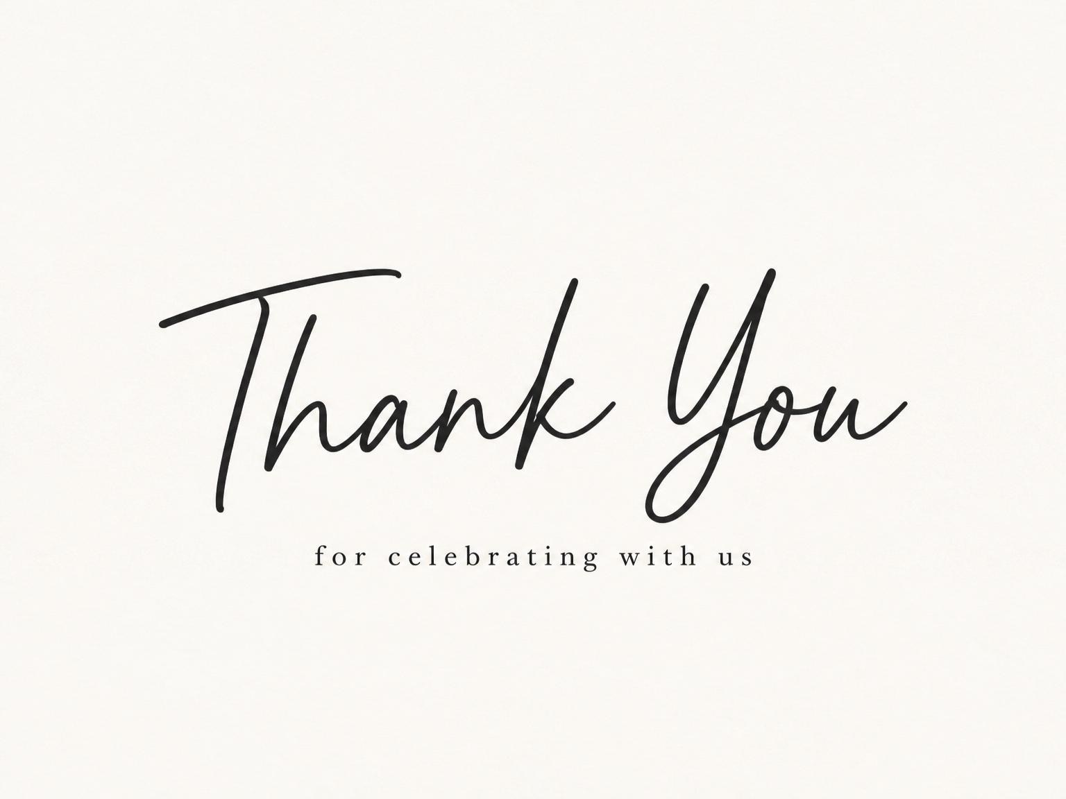 The matching thank-you card for the Off-White Minimalist Script 13th Birthday invitation