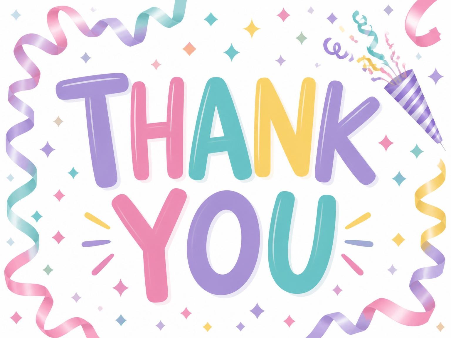 The matching thank-you card for the Pastel Streamer 4th Birthday Invite invitation