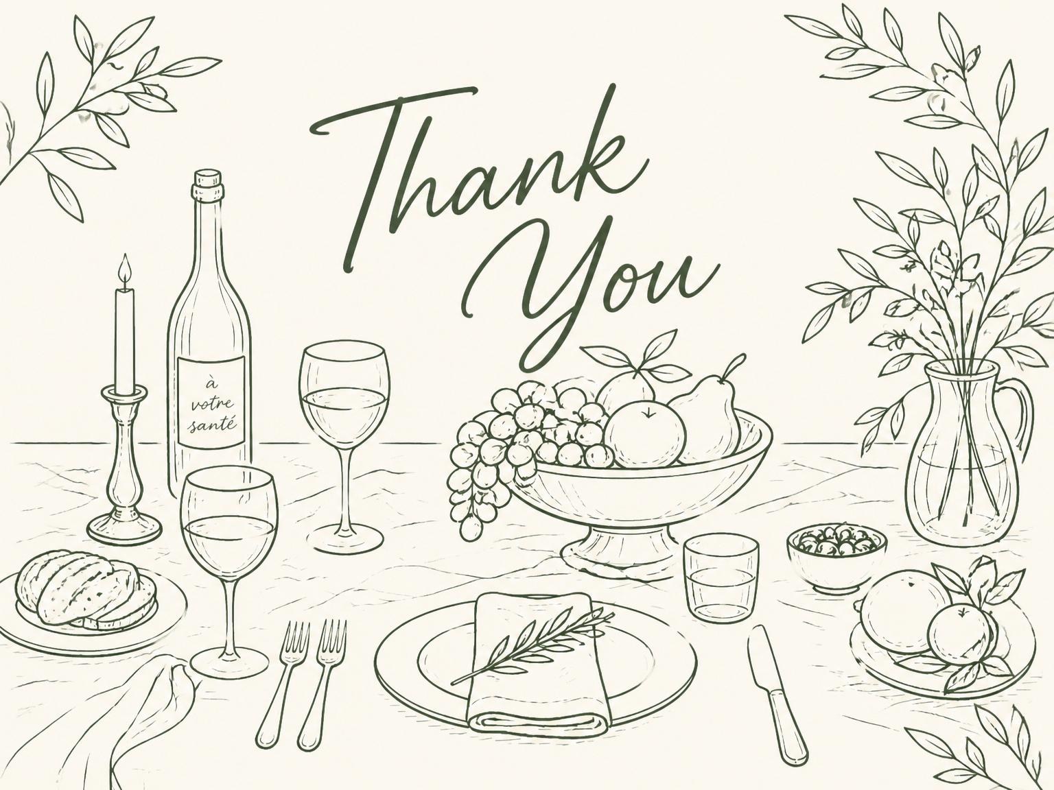 The matching thank-you card for the Olive Green Botanical Line Art 27th Birthday invitation