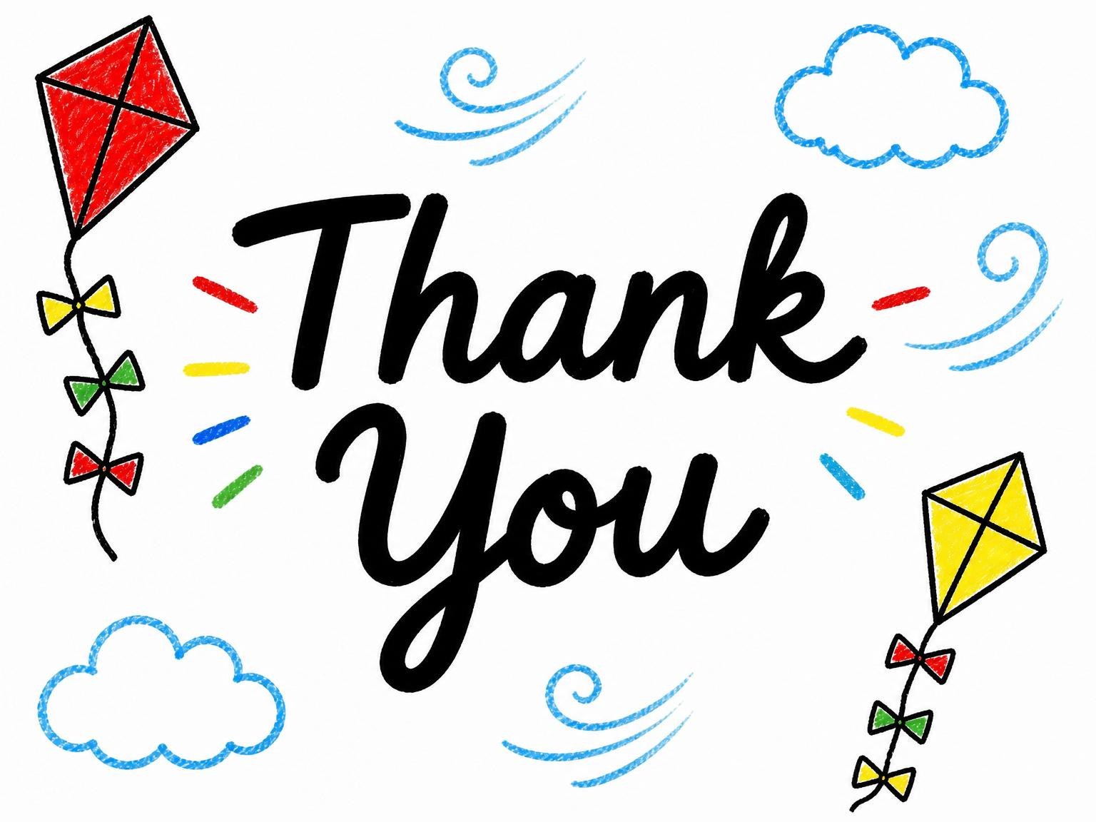 The matching thank-you card for the Crayon Kite Illustration 9th Birthday Invitation invitation
