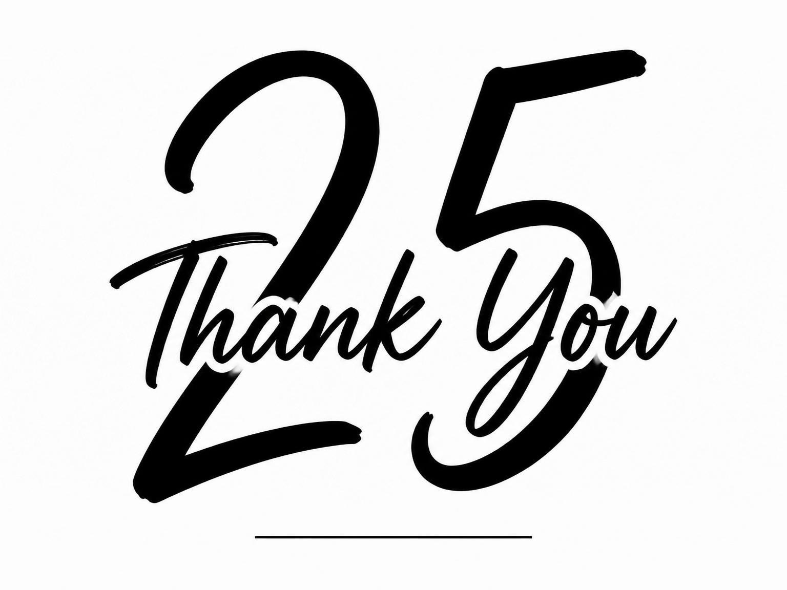 The matching thank-you card for the Minimalist Brush-Stroke 25th Birthday invitation