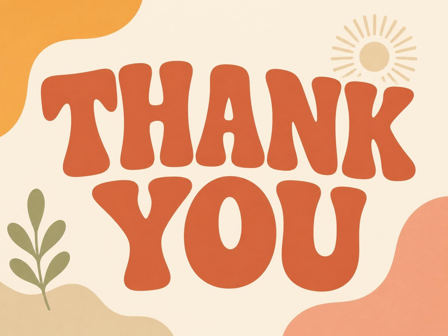The matching thank-you card for the Burnt Orange Retro 1st Birthday invitation