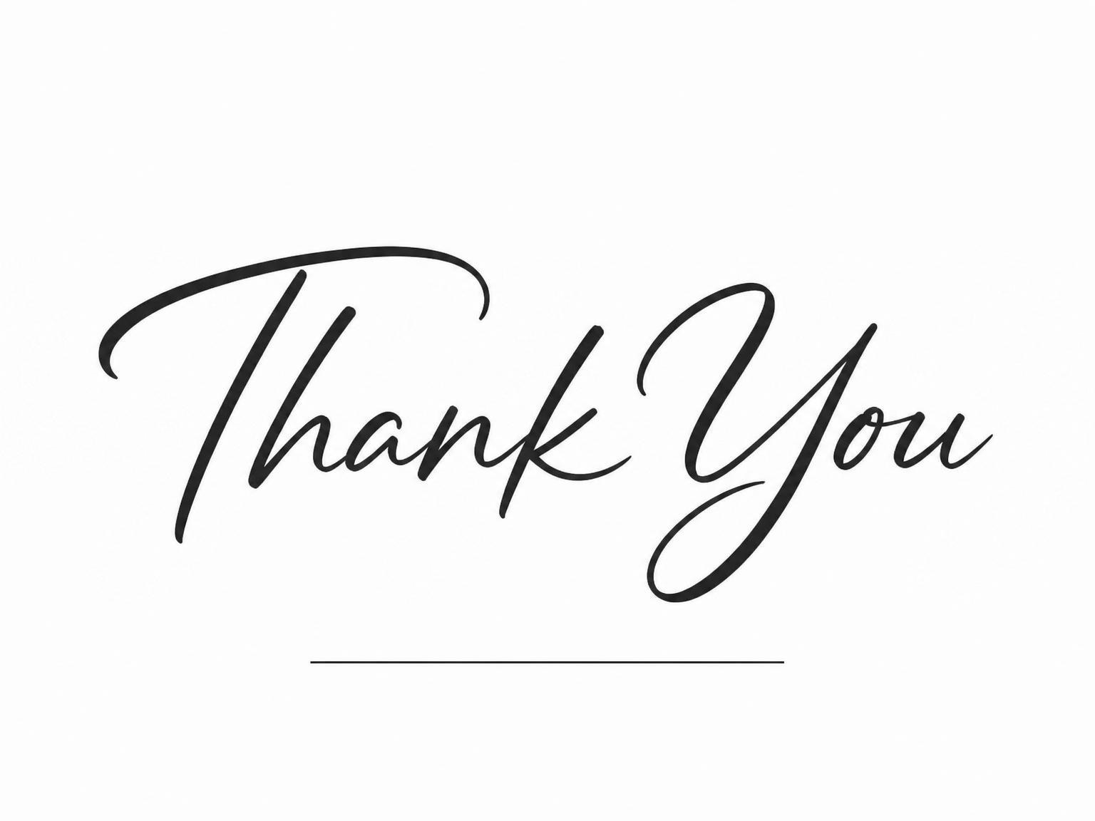 The matching thank-you card for the Minimalist Brush Script 35th Birthday invitation