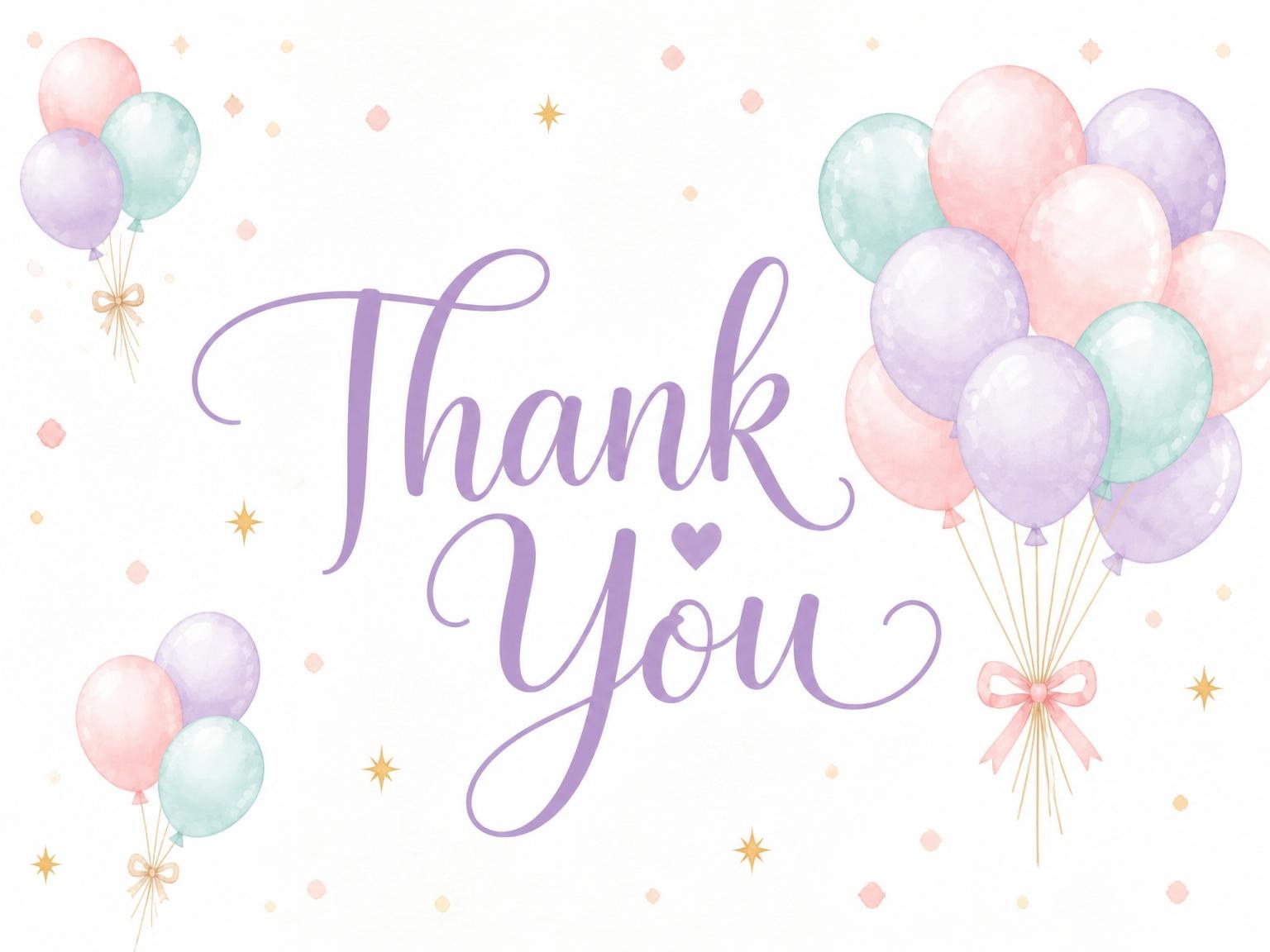 The matching thank-you card for the Pastel Balloon Watercolor 2nd Birthday invitation