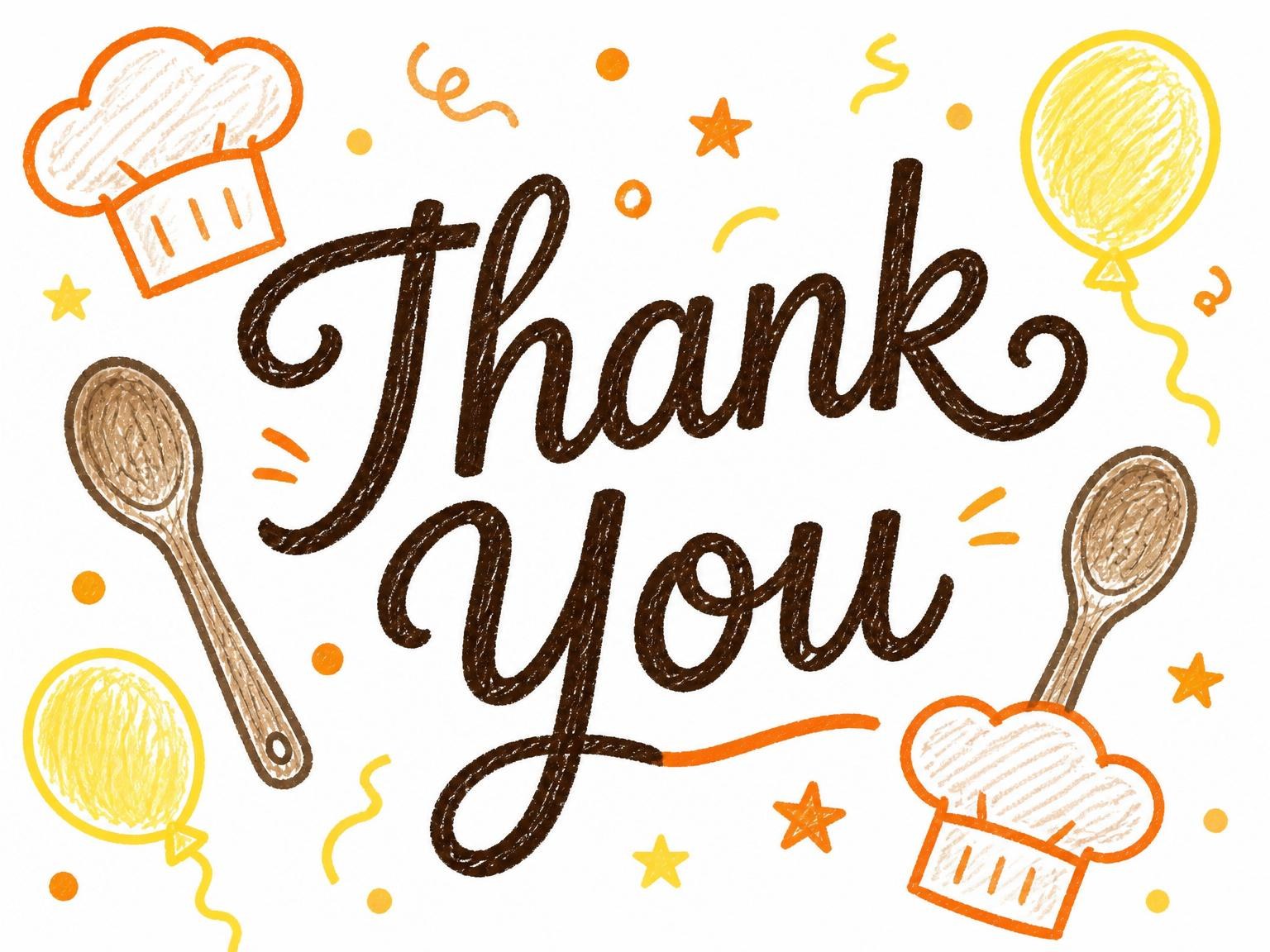 The matching thank-you card for the Crayon Baking Kids Birthday Invitation invitation