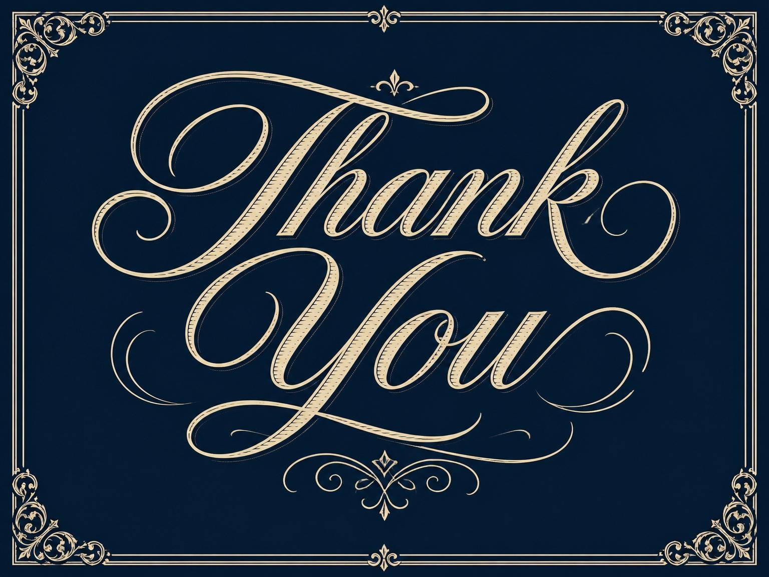 The matching thank-you card for the Navy Cream Vintage Border 40th Birthday invitation