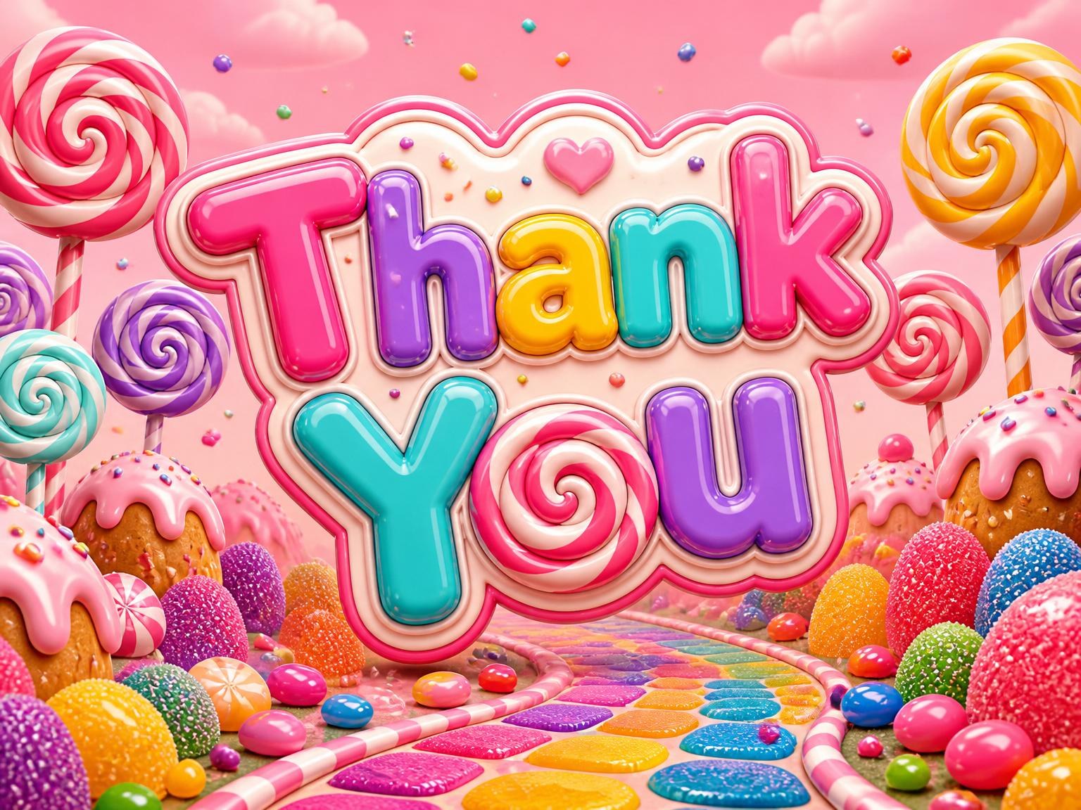 The matching thank-you card for the Candy Land 5th Birthday Invitation invitation