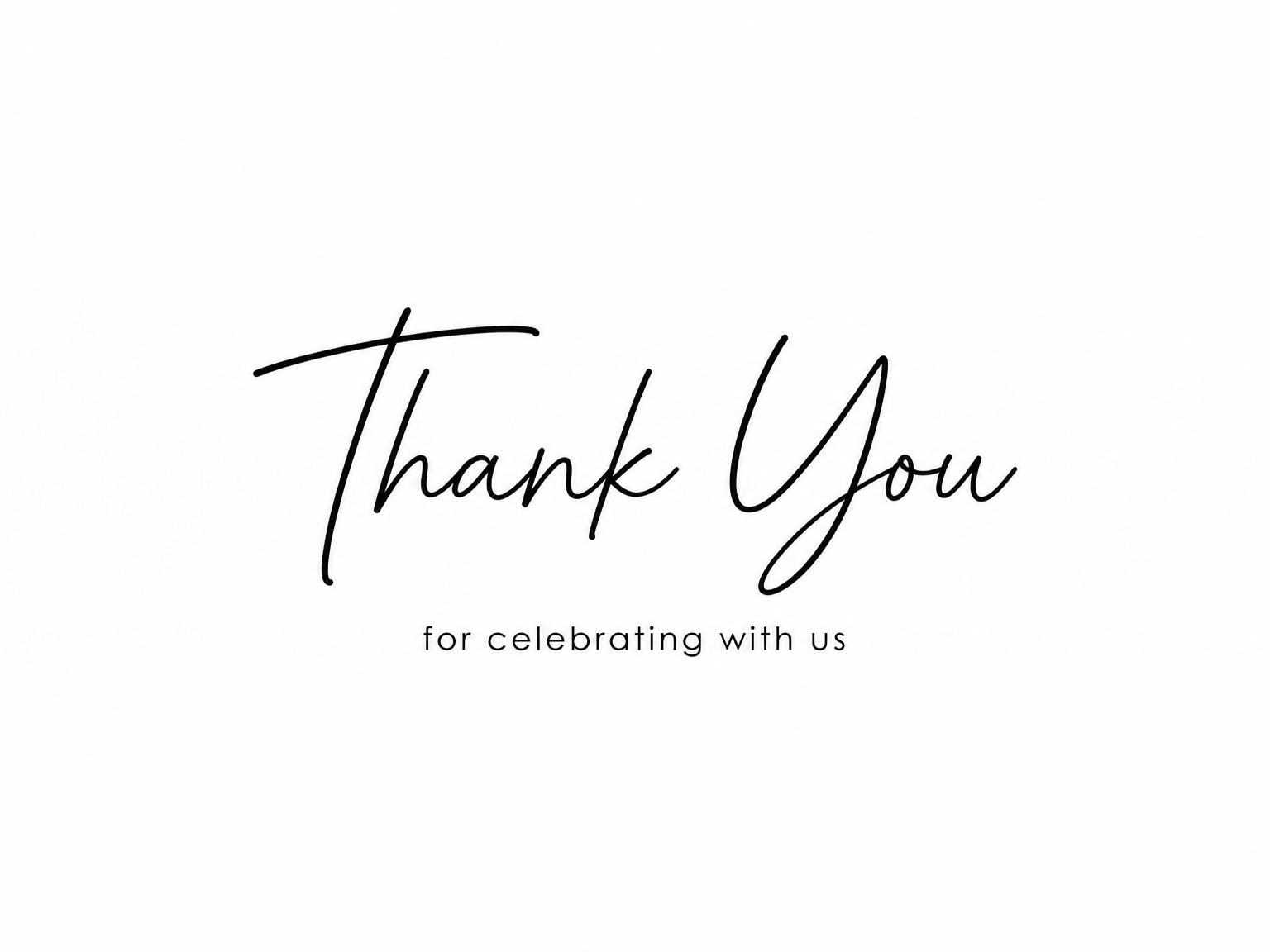 The matching thank-you card for the Minimalist Black and White 80th Birthday invitation