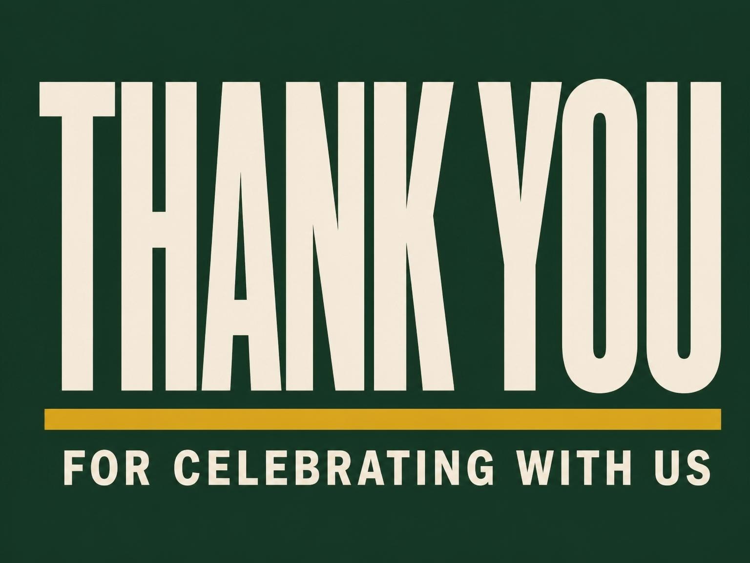 The matching thank-you card for the Dark Green Bold Typography 21st Birthday invitation