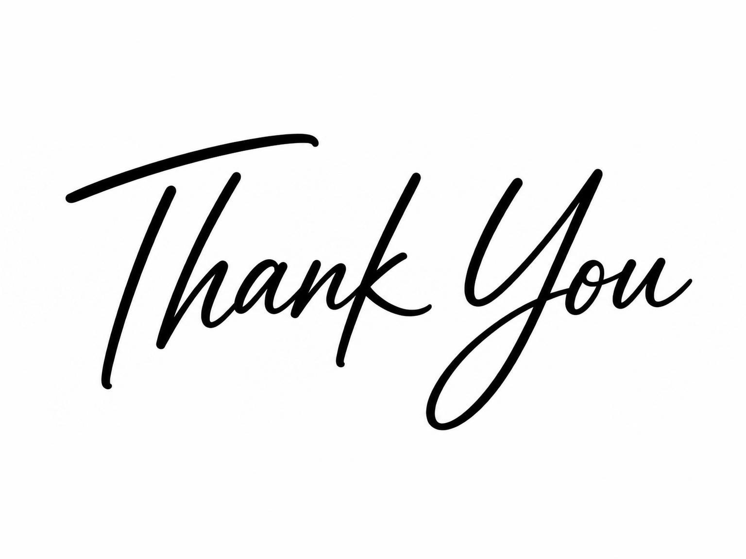 The matching thank-you card for the Black and White Script Sweet Sixteen invitation