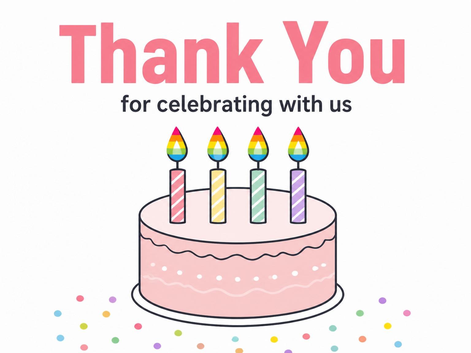 The matching thank-you card for the Pink Frosted Cake 4th Birthday Invitation invitation