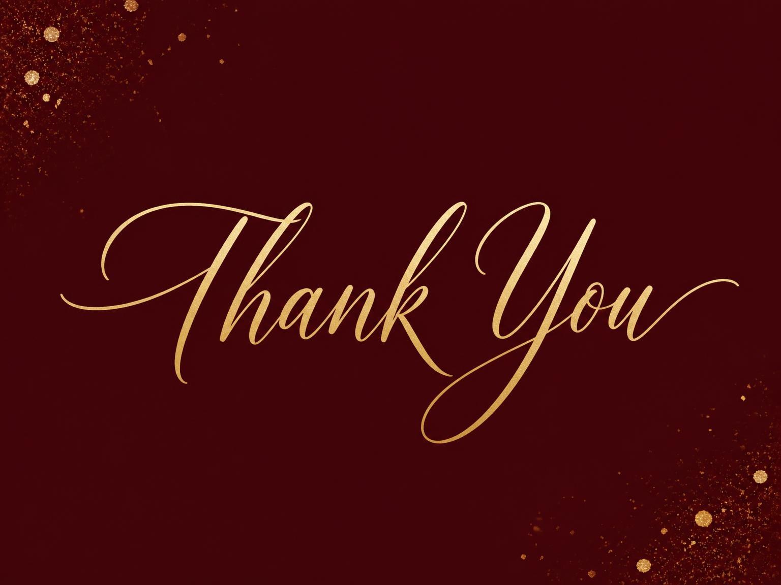 The matching thank-you card for the Burgundy and Gold Birthday Invitation invitation