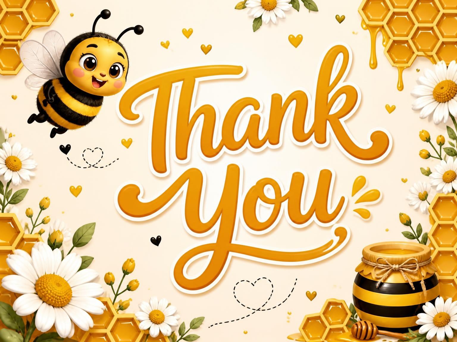 The matching thank-you card for the Honeybee Daisy 1st Birthday Invitation invitation