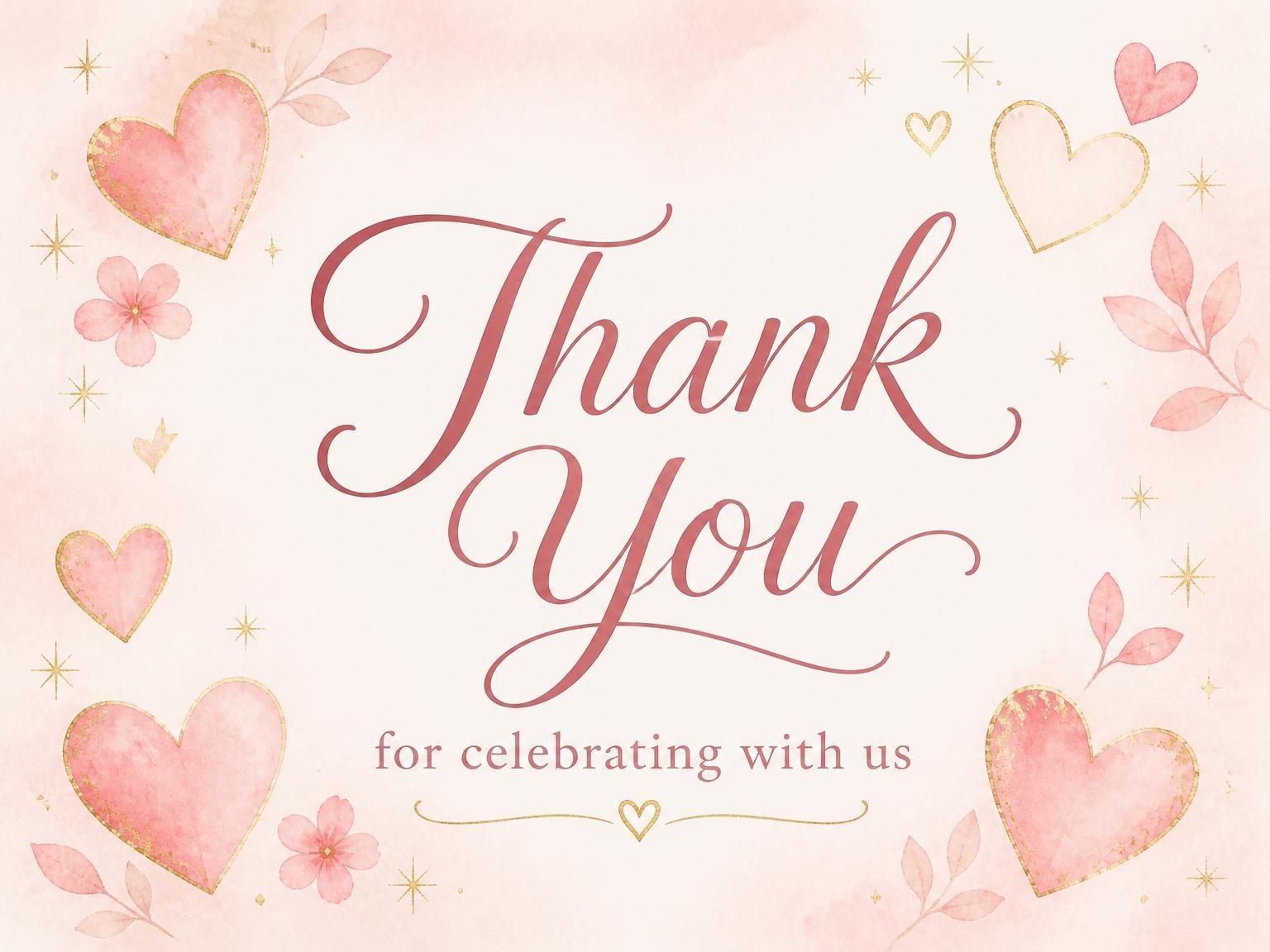 The matching thank-you card for the Blush Watercolor Heart First Birthday invitation