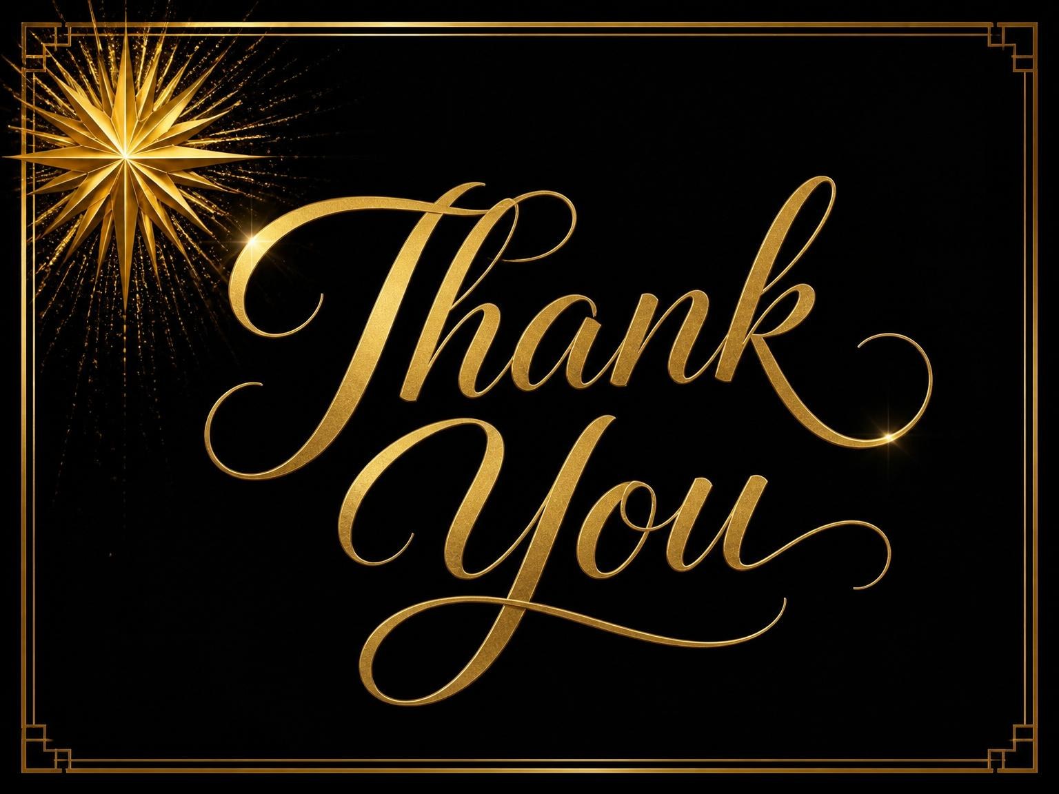 The matching thank-you card for the Gold 3D Starburst 50th Birthday invitation