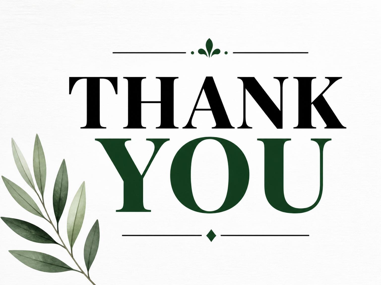 The matching thank-you card for the Forest Green Bold Serif 50th Birthday invitation