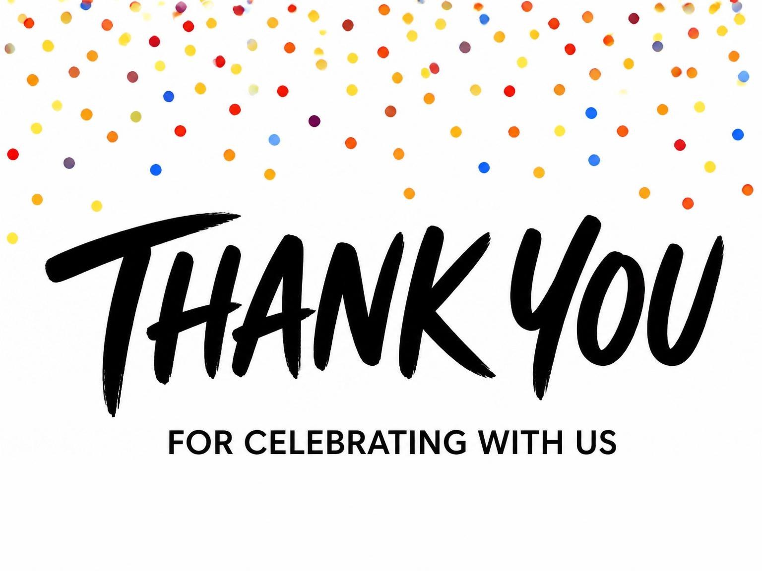 The matching thank-you card for the Colorful Confetti 60th Birthday Invitation invitation