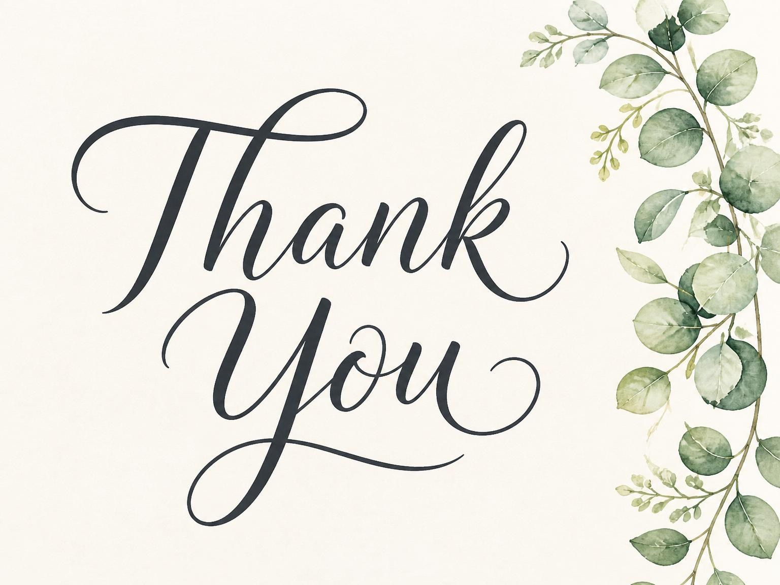 The matching thank-you card for the Green Eucalyptus 50th Birthday Invitation invitation