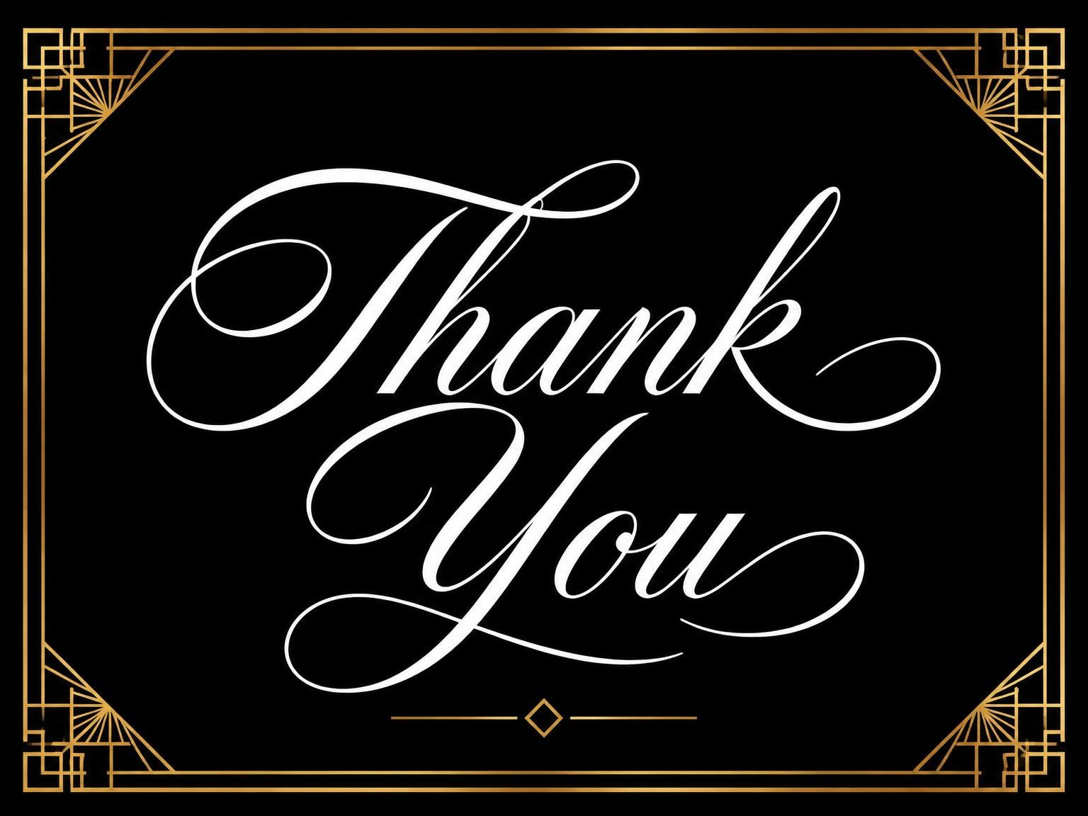 The matching thank-you card for the Art Deco 80th Birthday Invitation invitation