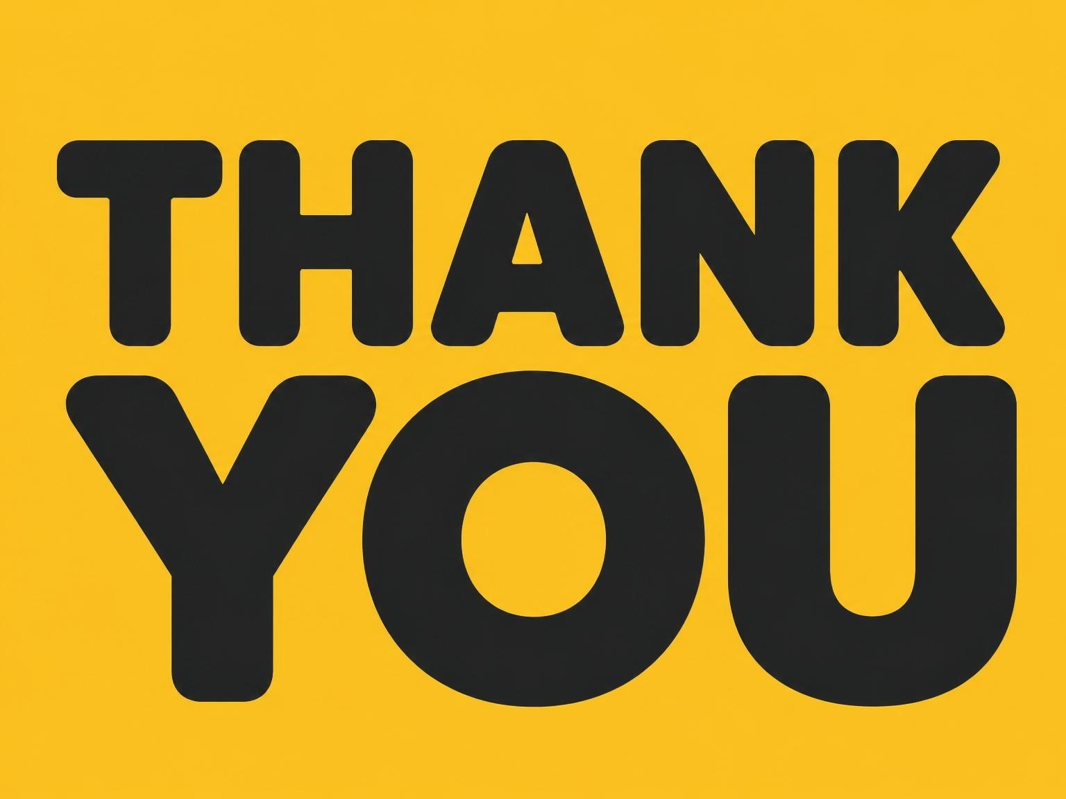 The matching thank-you card for the Yellow Black Bold Typography 3rd Birthday invitation