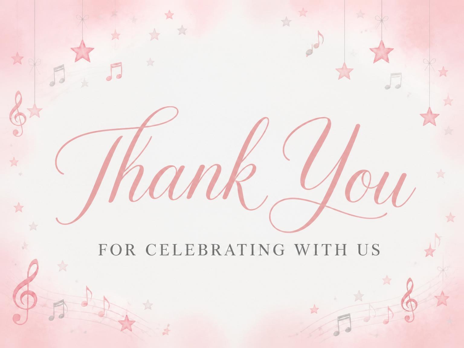 The matching thank-you card for the Pink Watercolor Star Baby Shower invitation
