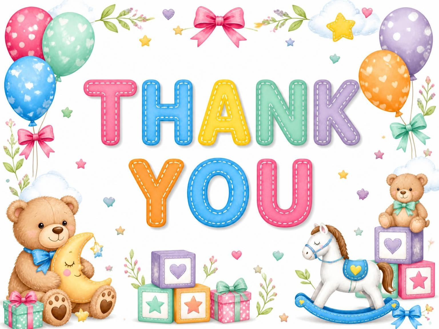 The matching thank-you card for the Hot Air Balloons Baby Shower Invitation invitation