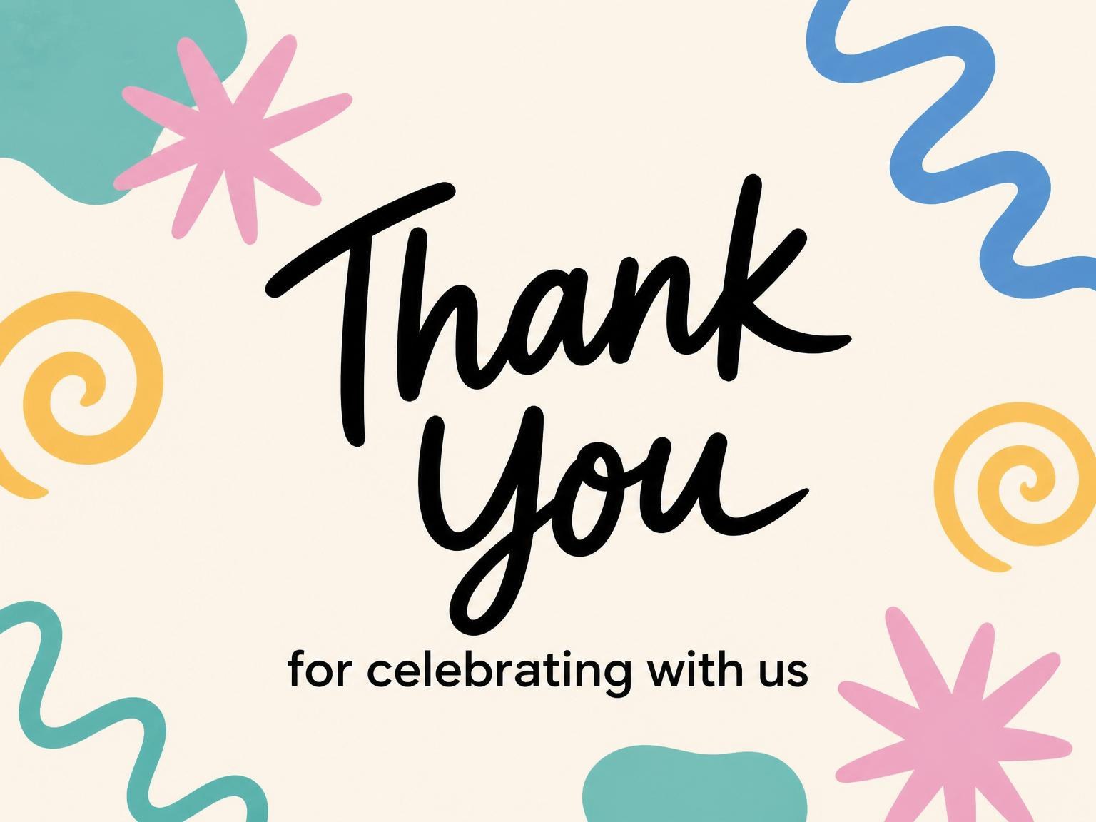 The matching thank-you card for the Abstract Shape 7th Birthday Party Invitation invitation