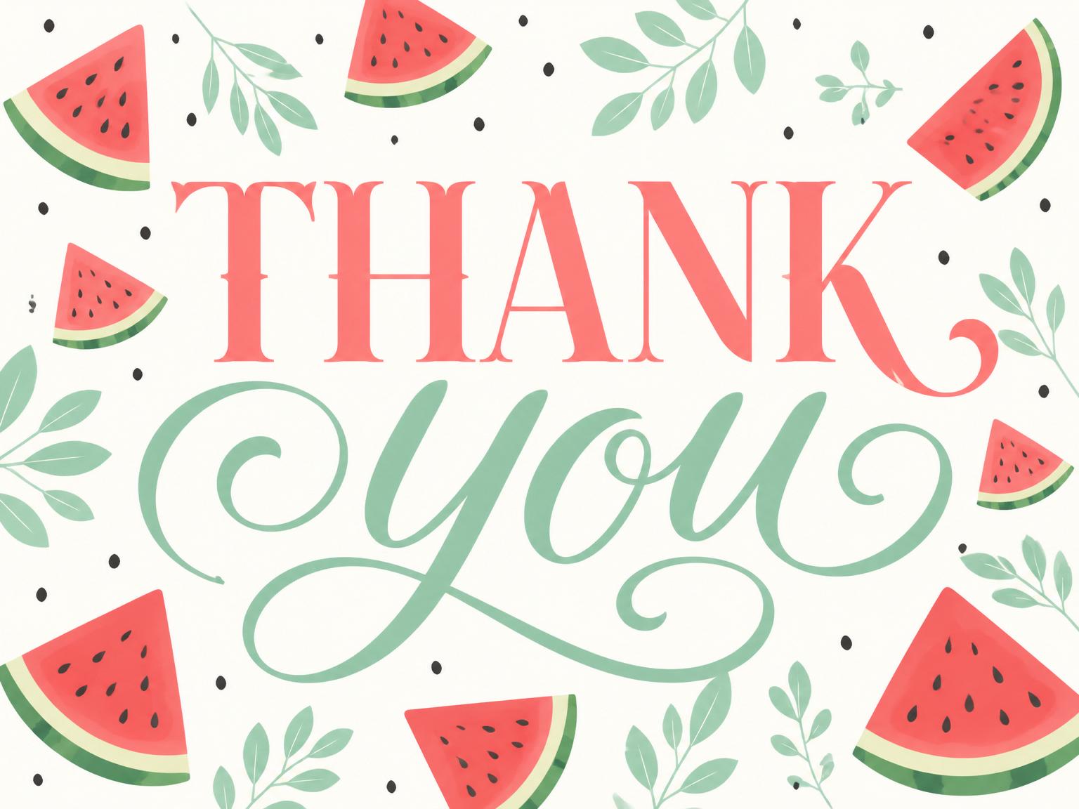 The matching thank-you card for the One in a Melon First Birthday invitation