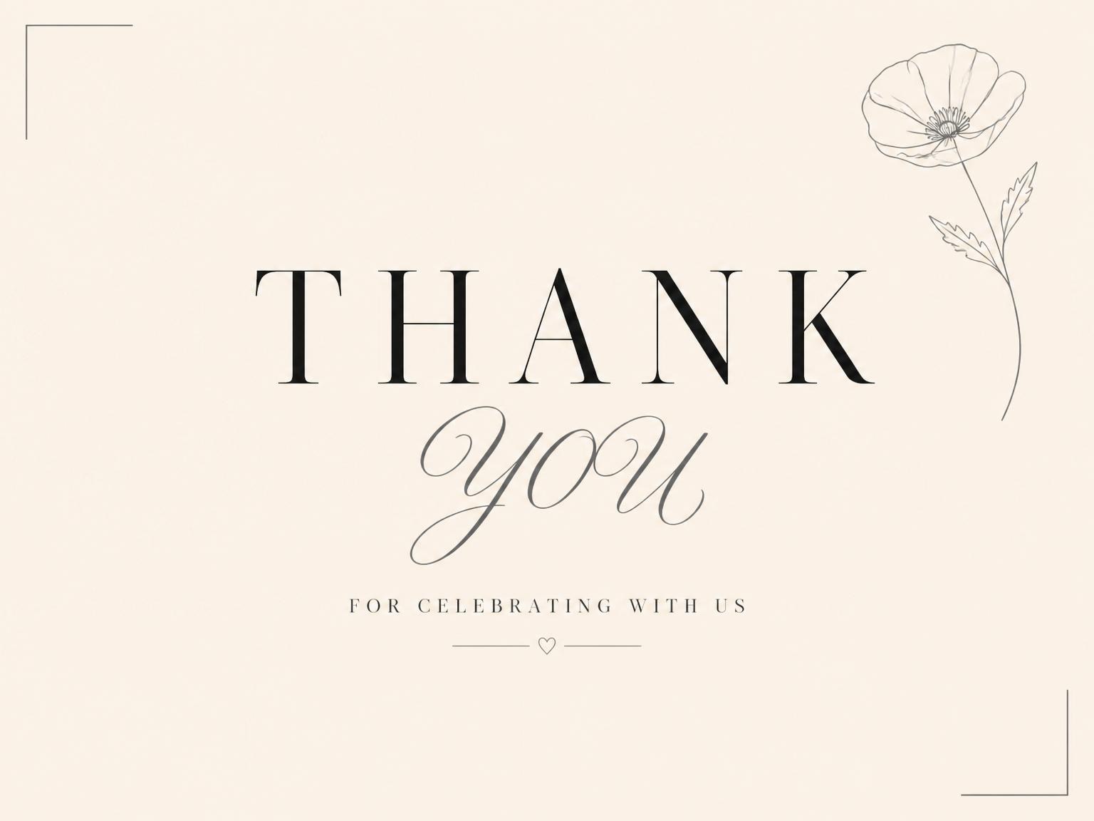 The matching thank-you card for the Elegant Poppy Line Wedding invitation