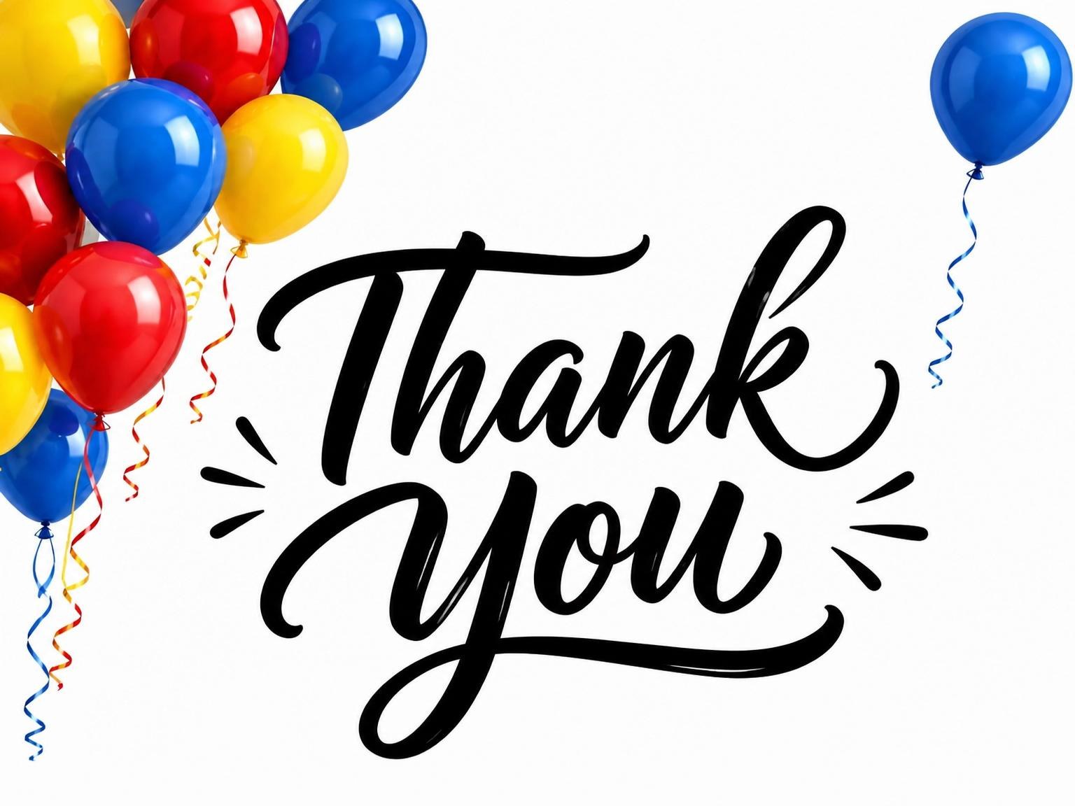 The matching thank-you card for the Primary Color Balloon 18th Birthday invitation