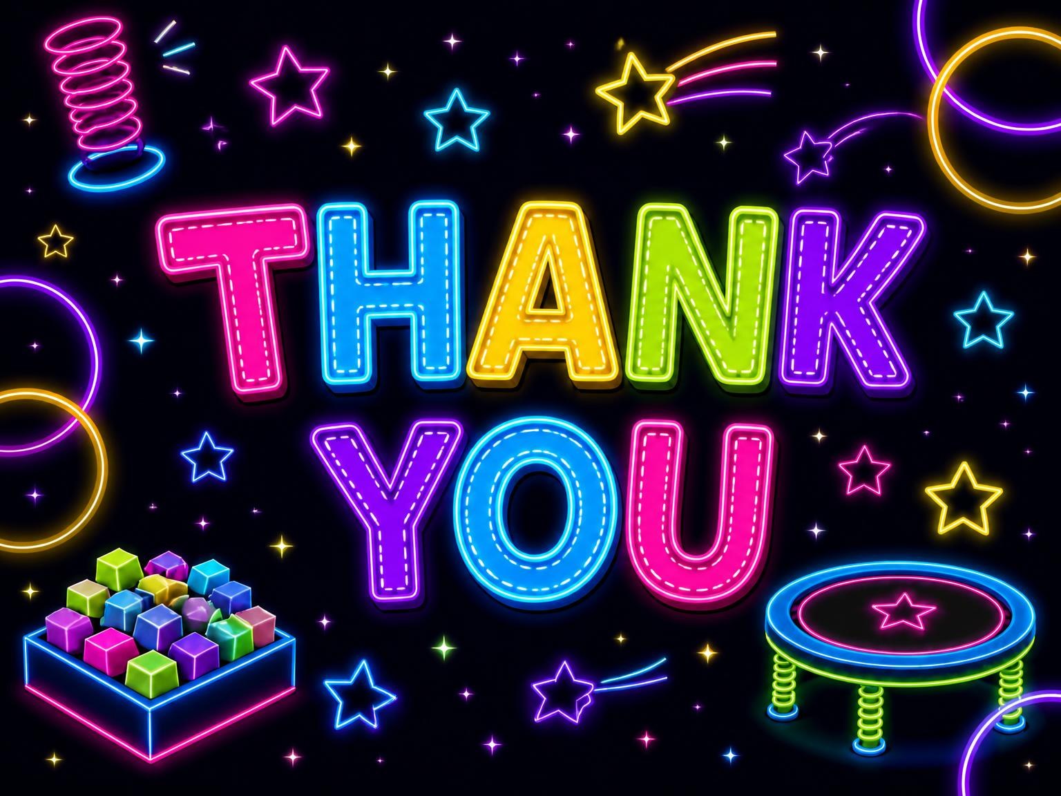 The matching thank-you card for the Neon Trampoline 21st Birthday Invitation invitation