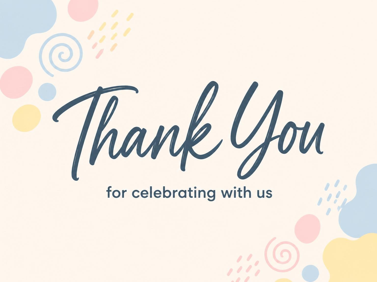 The matching thank-you card for the Pastel Abstract Shape 50th Birthday Invitation invitation