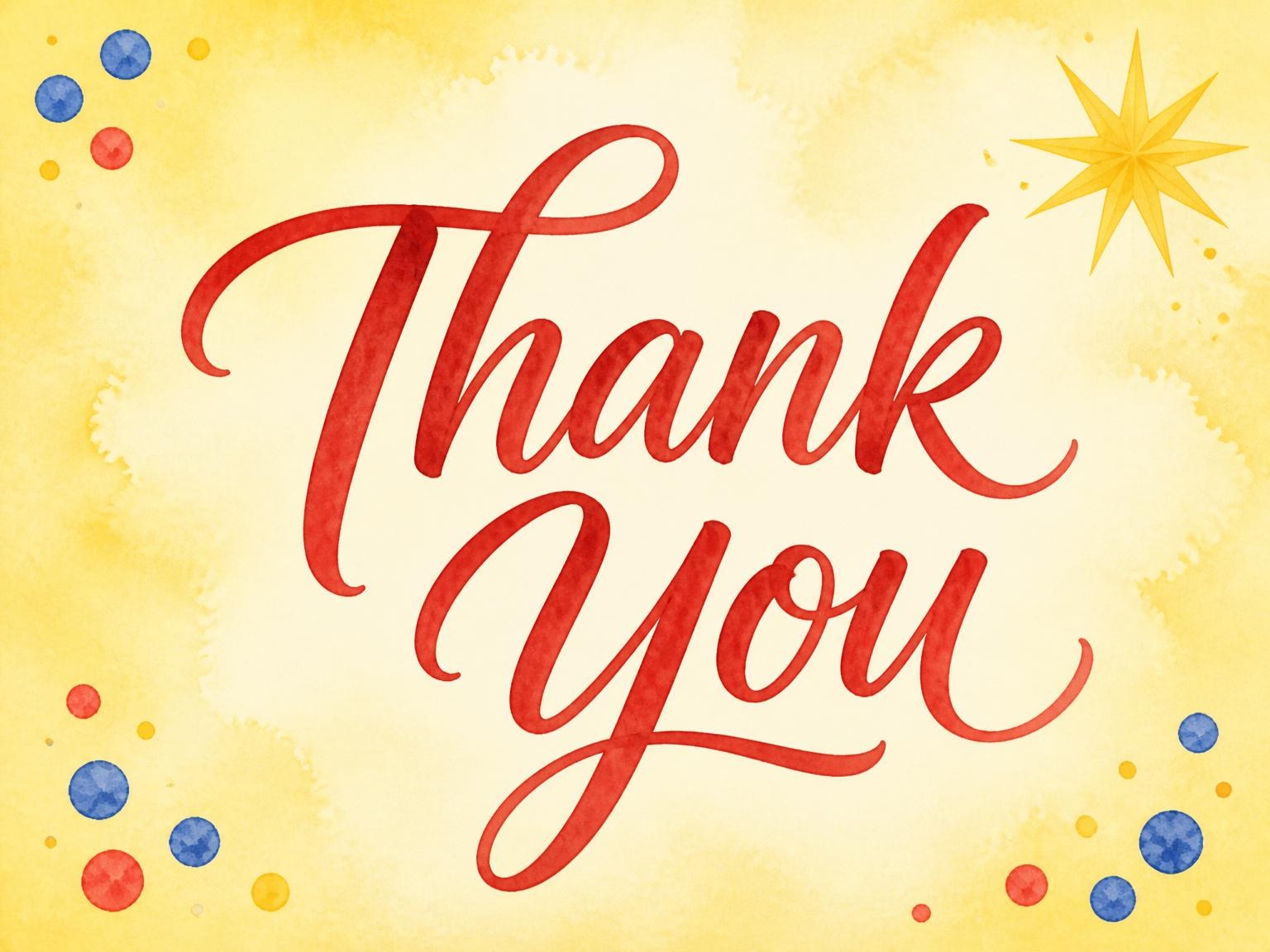 The matching thank-you card for the Watercolor Superhero Cape 8th Birthday invitation
