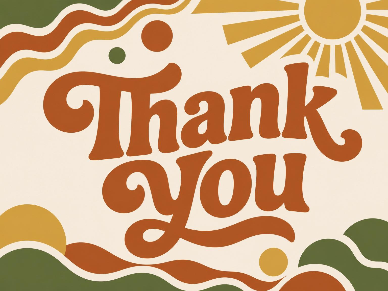 The matching thank-you card for the Earth Tone Sun 60th Birthday invitation