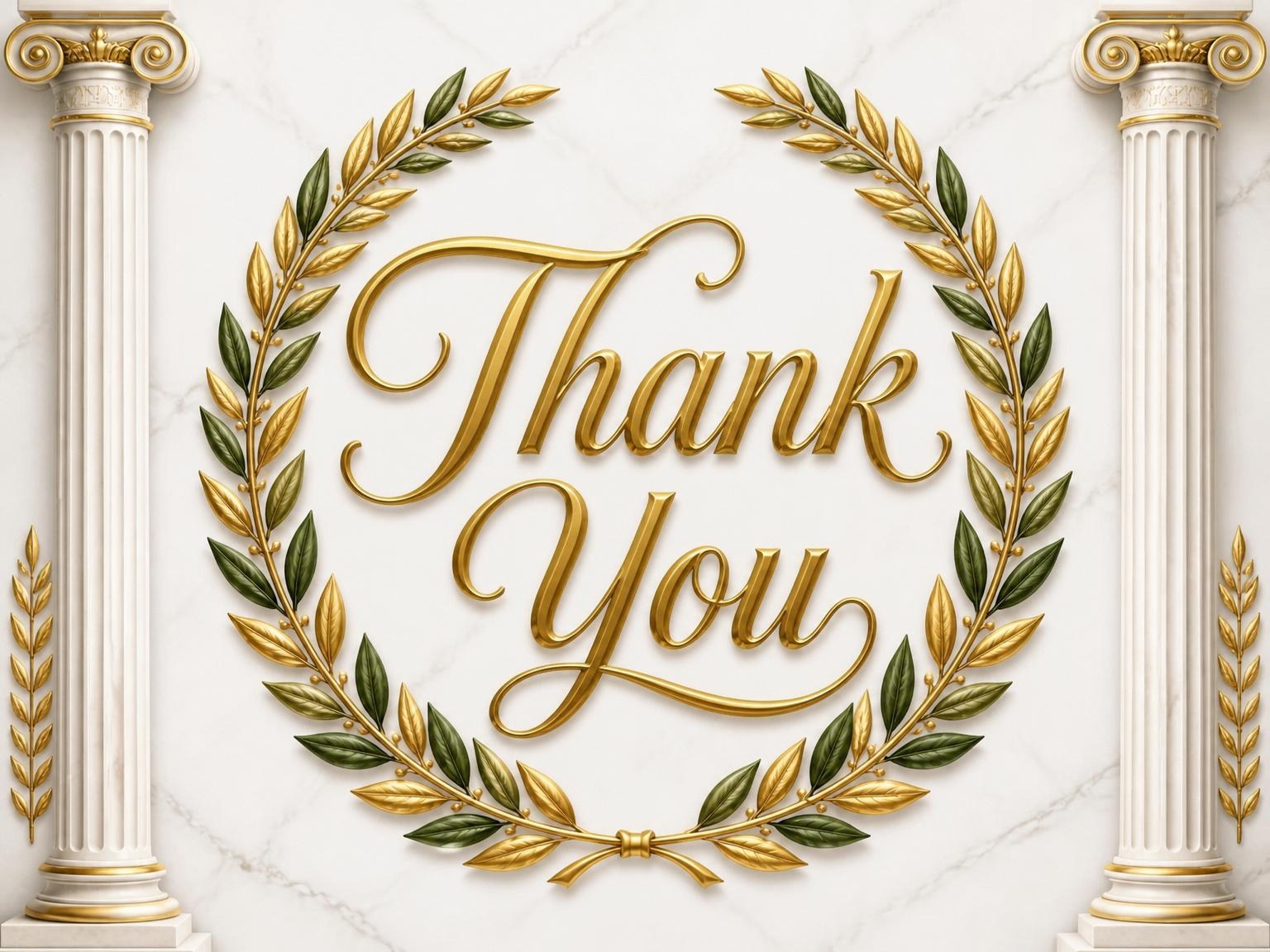 The matching thank-you card for the Roman Coliseum Laurel Wreath 12th Birthday invitation